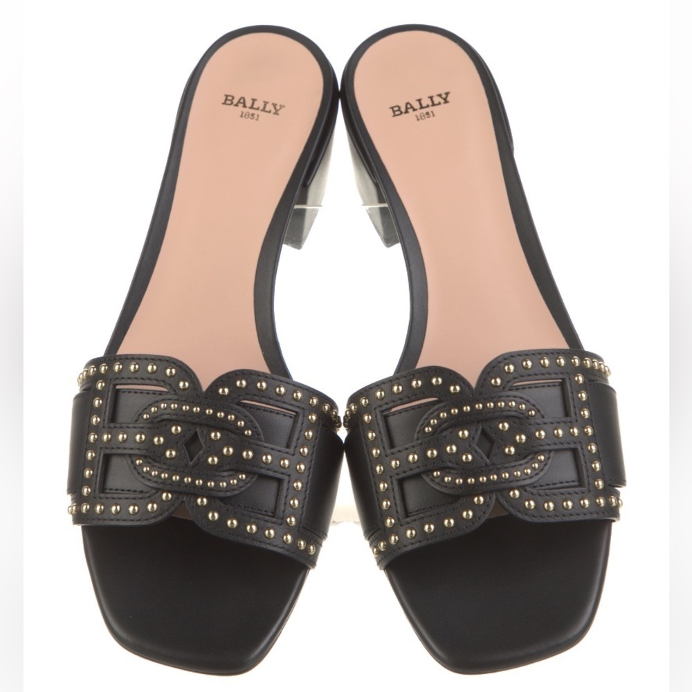 Bally Peoni 40mm Studded Leather Slide Mules sz 38 - Picture 2 of 8